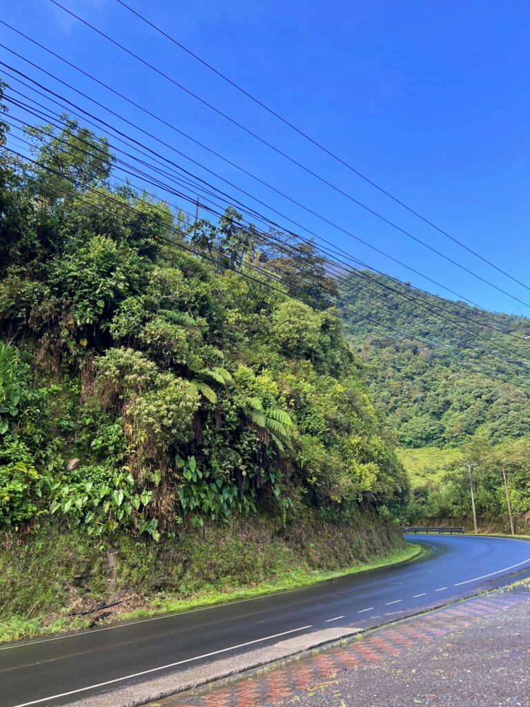 Carretera de la Ruta de las Cascadas de Baños.