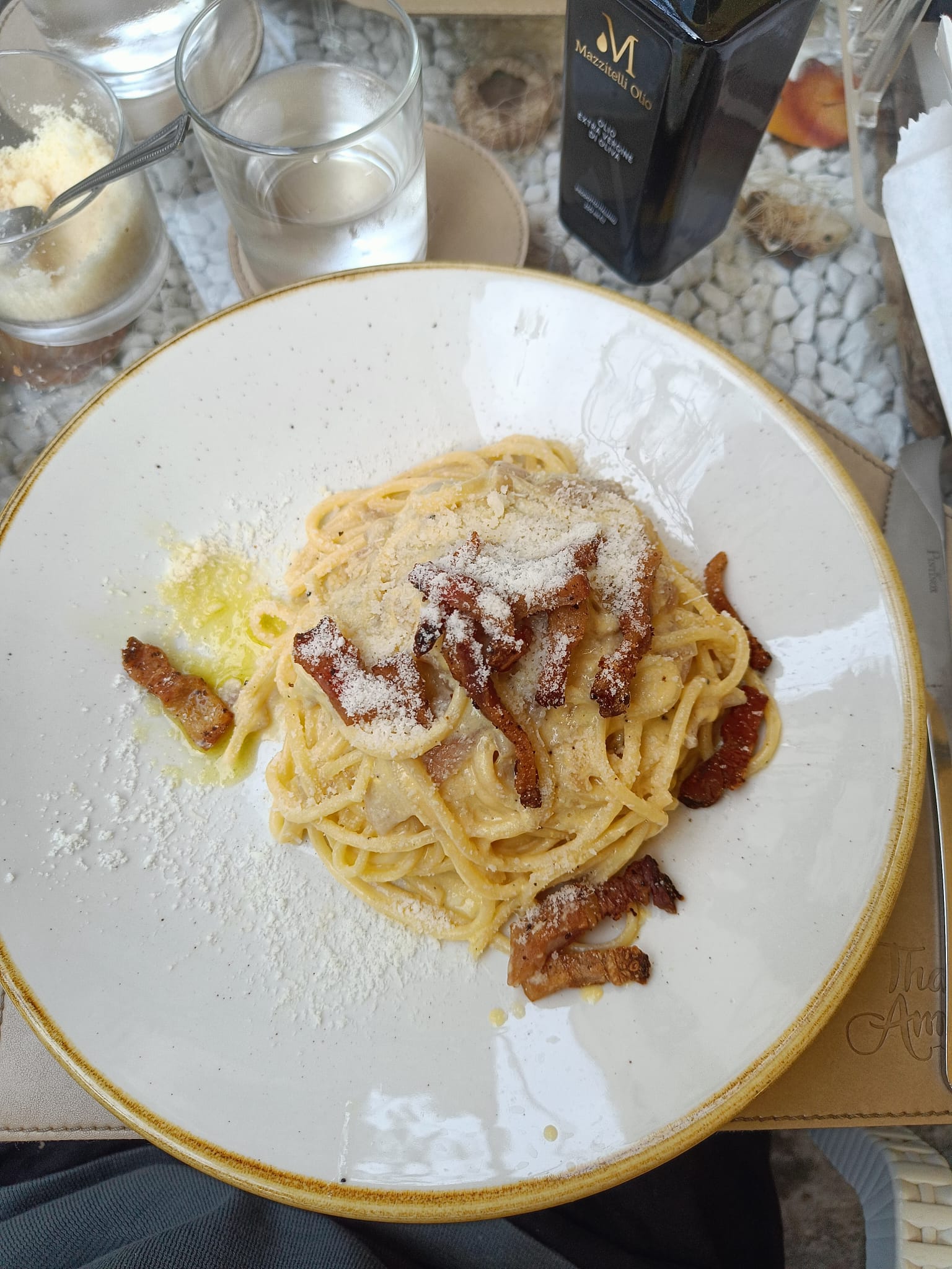 La carbonara con cebolla de Tropea.